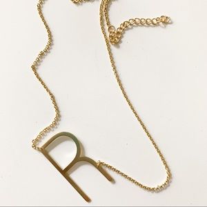 Gold Anthropologie Initial Necklace - R